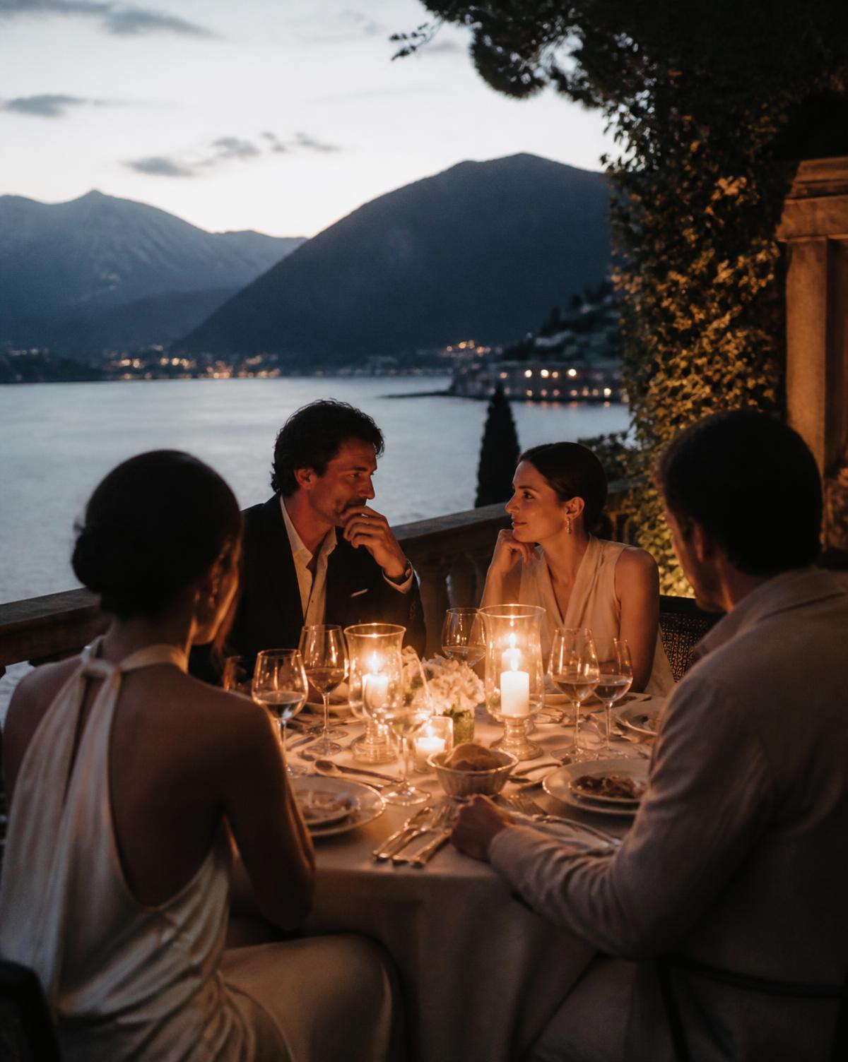 Lakeside dinner setting