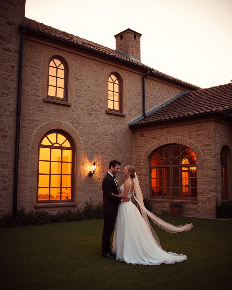 Stone estate at golden hour